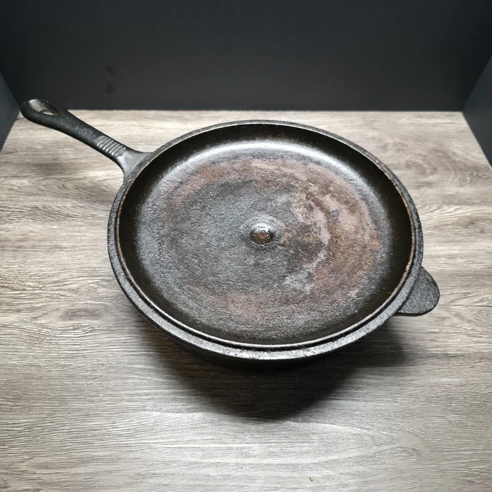 Kirby & Allen Cast Iron Chicken Fryer - #10 Deep Skillet - W/Matching Lid